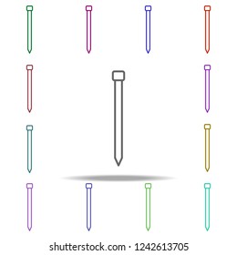 nail with smaller head concept line icon. Elements of construction tools in multi color style icons. Simple icon for websites, web design, mobile app, info graphics