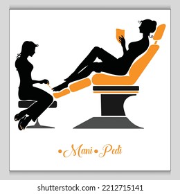 Nail spa, pedicure vector art silhouette