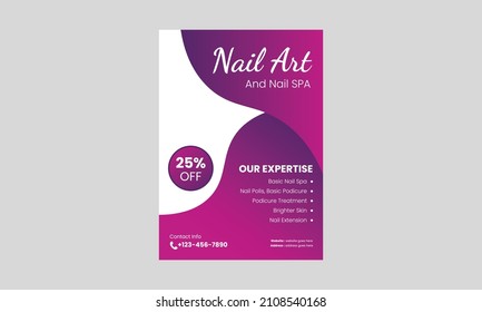 Nail Spa Service Flyer Design Vorlage. Nail Salon Service-Plakatdesign. a4-Vorlage, Broschüren-Design, Cover, Flyer, Poster, druckfertig