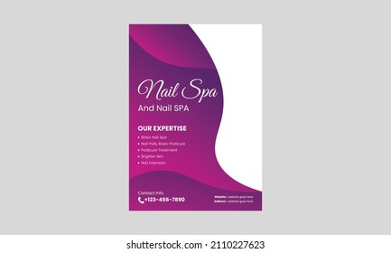 Nail Spa service flyer design template. Nail Salon service poster leaflet design. a4 template, brochure design, cover, flyer, poster, print-ready