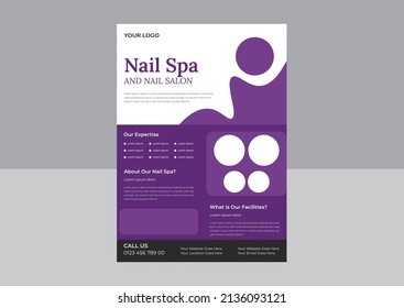 Nail Spa Service Flyer Design Template, Spa And Salon Flyer Template, Beauty Spa Hair Salon Print Ready Flyer Template Design. Leaflet, A4 Size, Flyer, 