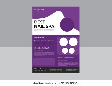 Nail Spa service flyer design template, Spa and Salon Flyer Template, Beauty spa hair salon print ready flyer template design. leaflet, a4 size, flyer, 
