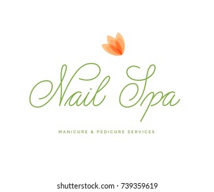 Nail Spa vector Logo Lettering. Custom Handmade Calligraphy