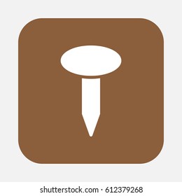 Nail, spike flat icon, filled vector sign, colorful pictogram on rounded square button isolated on white. Symbol, logo illustration. Flat design, pixel perfect