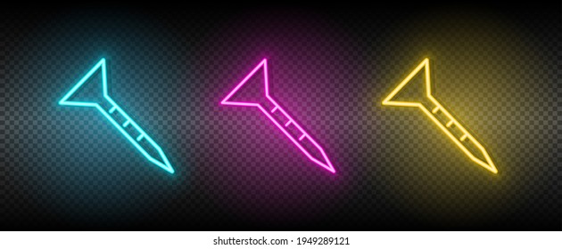 nail, spin vector icon yellow, pink, blue neon set. Tools vector icon