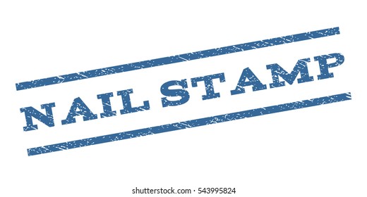 Nail Stamp watermark stamp. Text tag between parallel lines with grunge design style. Rubber seal stamp with dust texture. Vector cobalt blue color ink imprint on a white background.