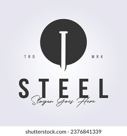 nail steel logo, woodwork tools icon symbol vector illustration design