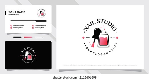 Nail studio logo with creative modern concept and business card design Premium Vector