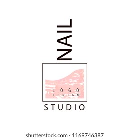 Nail studio logo, creative template for nail bar, manicure saloon, manicurist technician vector Illustration on a white background