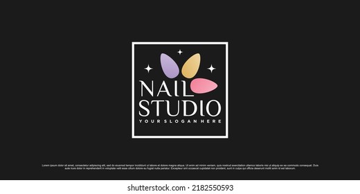 Nail studio logo design illustration for nail beauty salon with unique concept Premium Vector