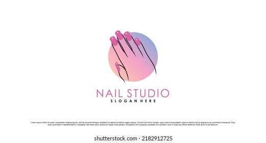 Nail studio logo design illustration for nail beauty salon with unique concept Premium Vector