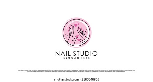 Nail studio logo design illustration for nail beauty salon with unique concept Premium Vector