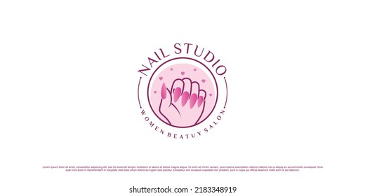 Nail studio logo design illustration for nail beauty salon with unique concept Premium Vector