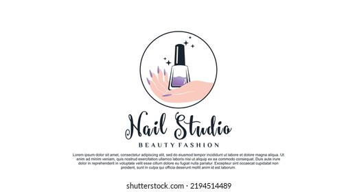 Nail studio logo design inspiration for women beauty salon with creative concept Premium Vector