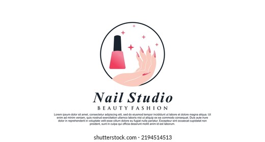 Nail studio logo design inspiration for women beauty salon with creative concept Premium Vector