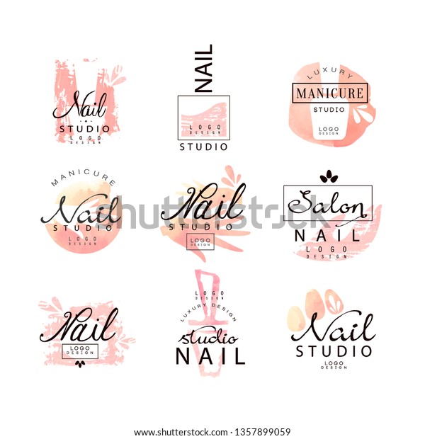 Nail Studio Logo Design Set Creative Stock Vector Royalty Free