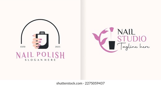 nail studio logo design with style and creative concept
