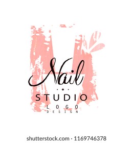 Nail studio logo design, template for nail bar, manicure saloon, manicurist technician vector Illustration on a white background