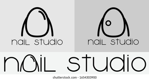 icono del logo de estudio de uñas con tres diseños diferentes