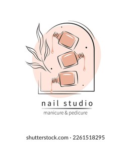 Nail studio logo. Nail polish. Minimalistic vector illustration for beauty salon