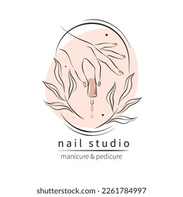 Nail studio logo. Nail polish. Minimalistic vector illustration for beauty salon