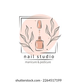 Nail studio logo. Nail polish. Minimalistic vector illustration for beauty salon