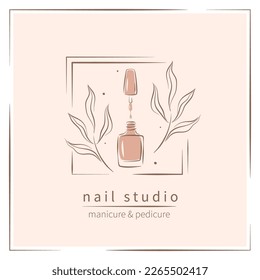 Nail studio logo. Nail polish. Minimalistic vector illustration for beauty salon