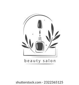 Nail studio logo. Nail polish. Minimalistic vector illustration for beauty salon