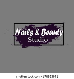 Nail studio logo vector illustration beauty concept