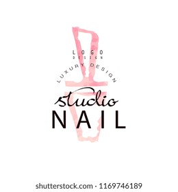 Nail studio luxury logo design, template for nail bar, manicure saloon, manicurist technician vector Illustration on a white background