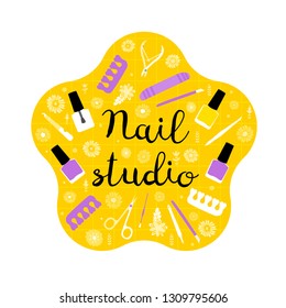 Nail studio. Modern flat manicure concept. Vector illustration. Beauty.