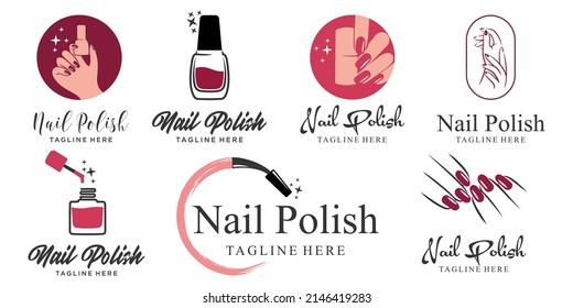 Nail studio or nail polish icon set logo design vector