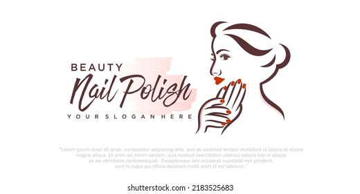 Nail studio or nail polish icon set logo design for beauty salon with unique concept