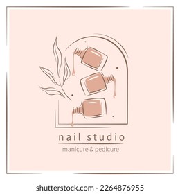 Nail studio or salon logo. Nail polish. Minimalistic vector illustration for beauty salon