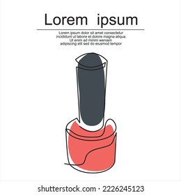 Nail varnish one line drawing on white isolated background for store, banner and business card.