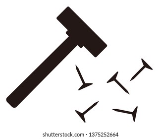 nail vector illustration.hammer Vector illustration.