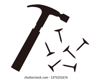 nail vector illustration.hammer Vector illustration.