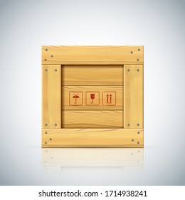 Nailed square small vector wooden box for supply shipping
