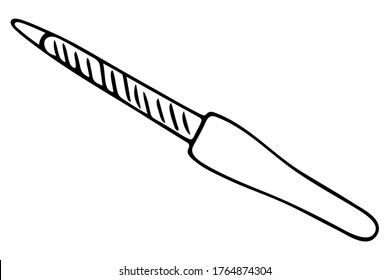 Nailfile. Feminine accessories for fingernails design. Vector illustration. Outline on an isolated white background. Doodle style. Sketch. Tool from manicure set. Polishing nails. Hand care. 