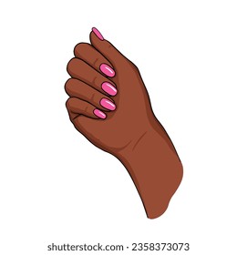 nails of Afro American woman, hand with manicure. Vector Illustration for backgrounds and packaging. Image can be used for greeting cards, posters, stickers and textile. Isolated on white background.