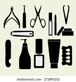 Nails art beauty salon. Personal nail pedicure and manicure style set - Illustration