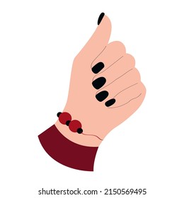 Nails, Black nails, woman's hand with black manicure and bracelet, nails polish, fashion illustration, manicure vector drawing, woman's manicure, nails treatment