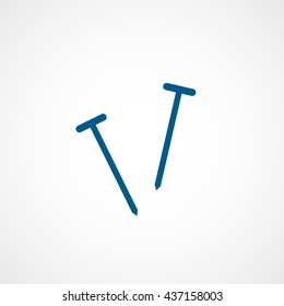 Nails Blue Flat Icon On White Background