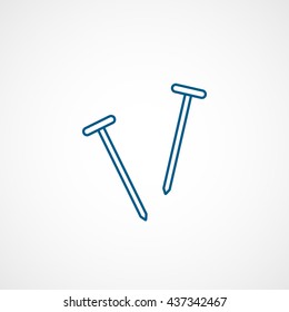 Nails Blue Line Icon On White Background