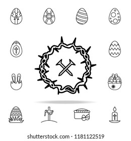 Nails and crown of thorns icon. Easter icons universal set for web and mobile on white background