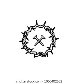 Nails and crown of thorns icon. Element of Easter holiday for mobile concept and web apps. Thin line icon for website design and development, app development. Premium icon on white background