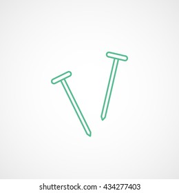 Nails Green Line Icon On White Background