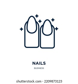 icono de clavos de la colección de negocios. Clavos lineales finos, maquillaje, icono de contorno de belleza aislado en fondo blanco. Signo de clavos vectoriales de línea, símbolo para web y móvil