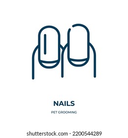 Nails icon. Linear vector illustration from pet grooming collection. Outline nails icon vector. Thin line symbol for use on web and mobile apps, logo, print media.