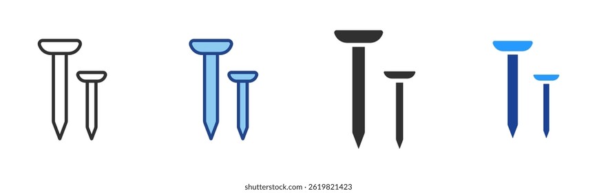 Coleção de vetor de estilo múltiplo de ícone de pregos